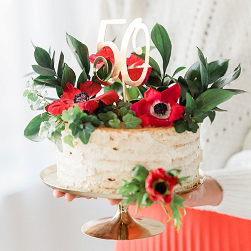 Cake Topper 50 Guld - PartyDeco