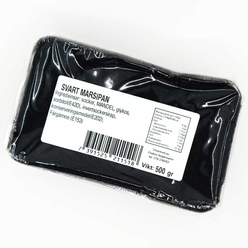 Svart Marsipan, 500 g - Örebro Bagerivaror