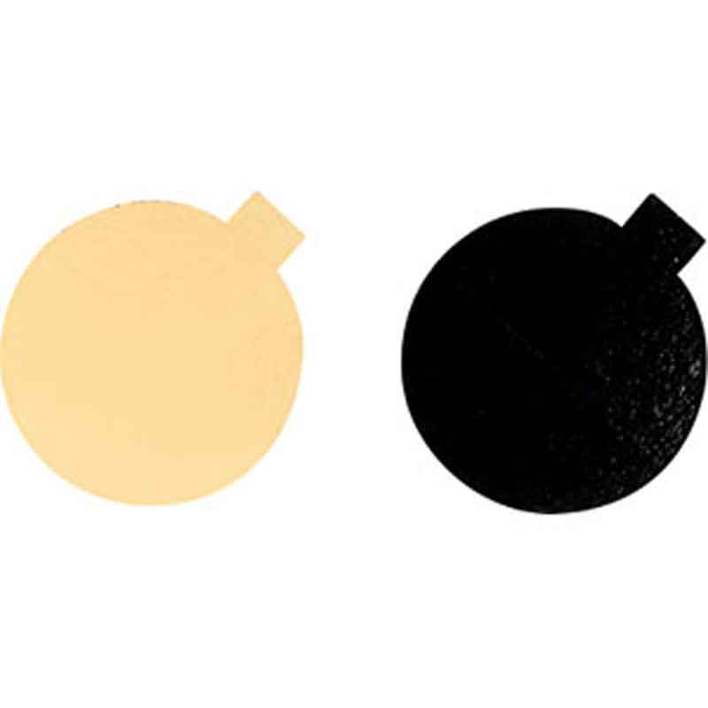 Bakelsebricka med tunga, 10-pack, Svart/Guld Ø 8 cm