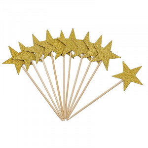 Cupcake toppers Stjärnor, guldglitter
