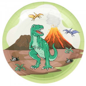 Papperstallrikar Dinosaurie Ø23 cm, 8-pack
