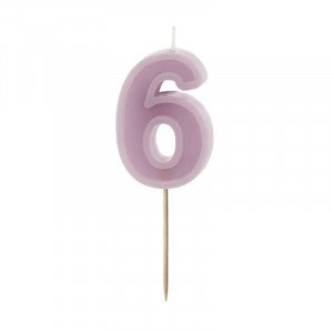 Sifferljus till tårta 6, lila - PartyDeco