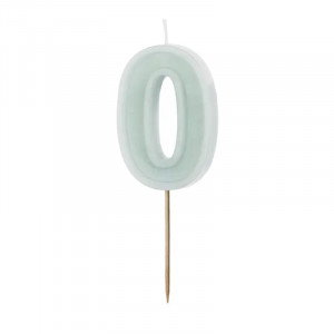 Sifferljus till tårta 0, mint - PartyDeco