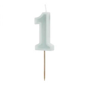 Sifferljus till tårta 1, mint - PartyDeco