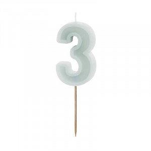 Sifferljus till tårta 3, mint - PartyDeco