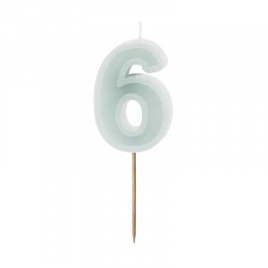 Sifferljus till tårta 6, mint - PartyDeco
