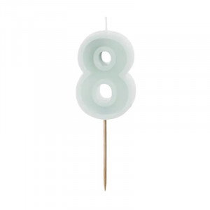 Sifferljus till tårta 8, mint - PartyDeco