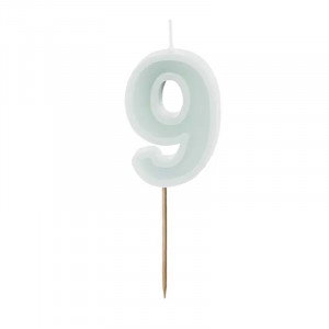 Sifferljus till tårta 9, mint - PartyDeco