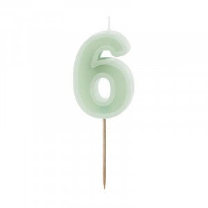 Sifferljus till tårta 6, grön - PartyDeco