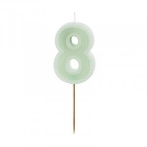 Sifferljus till tårta 8, grön - PartyDeco