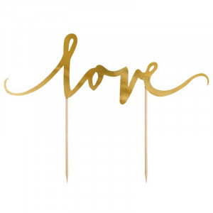 Cake Topper Love, guld - PartyDeco