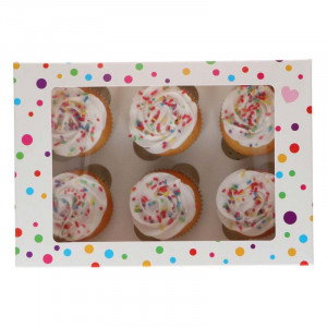 Cupcake box Konfetti för 6 cupcakes, 3-pack - FunCakes