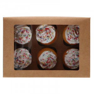 Cupcake box brun för 6 cupcakes, 3-pack - FunCakes