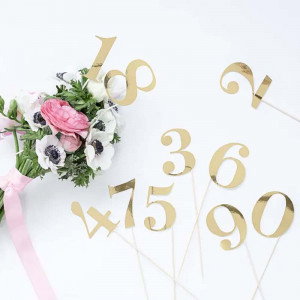 Cake Toppers siffror, guld - PartyDeco