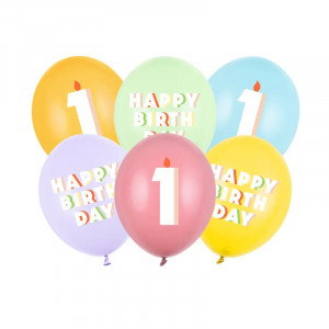 Ballonger, 1, pastellmix, 6-pack - Party Deco