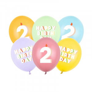 Ballonger, 2, pastellmix, 6-pack - Party Deco