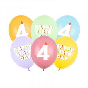 Ballonger, 4, pastellmix, 6-pack - Party Deco