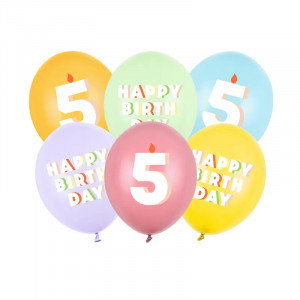 Ballonger, 5, pastellmix, 6-pack - Party Deco