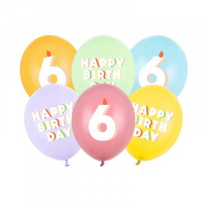 Ballonger, 6, pastellmix, 6-pack - Party Deco