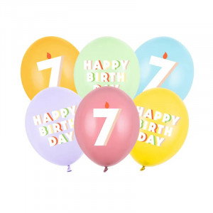 Ballonger, 7, pastellmix, 6-pack - Party Deco