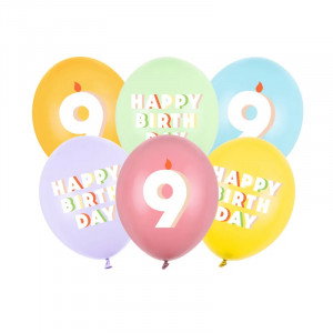 Ballonger, 9, pastellmix, 6-pack - Party Deco