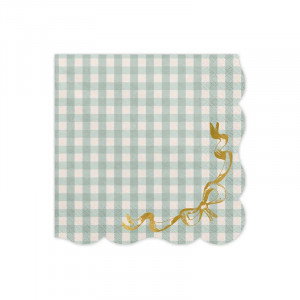 Rutiga Servetter med Rosetter, 12-pack - PartyDeco