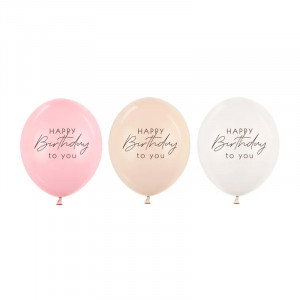 Ballonger Happy Birthday, Rosa mix, 50-pack - PartyDeco