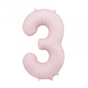 Sifferballong 3, Ljusrosa, 86 cm - PartyDeco