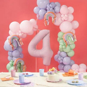 Sifferballong 4, Ljusrosa, 86 cm - PartyDeco