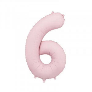 Sifferballong 6, Ljusrosa, 86 cm - PartyDeco