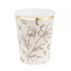 Pappersmuggar Blommor beige, 6-pack - PartyDeco