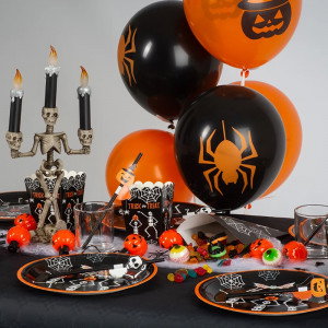Ballonger Halloween Svart/Orange, 6-pack