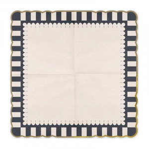 Servetter svart/beige med guldkant - PartyDeco