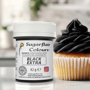 Extra Svart pastafärg - Sugarflair
