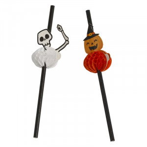 Halloween Sugrör Pumpa & Skelett – 6-pack