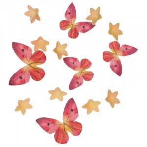 Ätbara Fjärilar & Blommor orange/rosa, 30 st - Wilton
