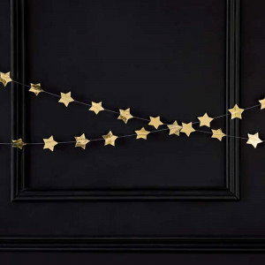 Girlang Stjärnor i Guld - PartyDeco