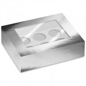 Cupcake box för 6 cupcakes, silver