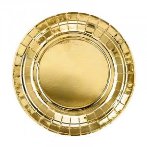 Papperstallrikar Guld Ø18 cm - PartyDeco