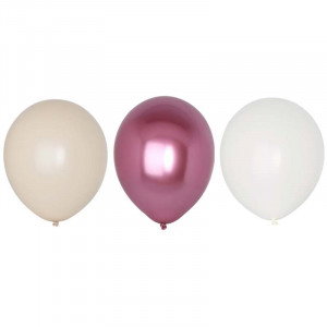 Ballongmix - Rosa, beige & vit, 6 st