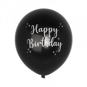 Ballonger Svart, Happy Birthday, 8-pack