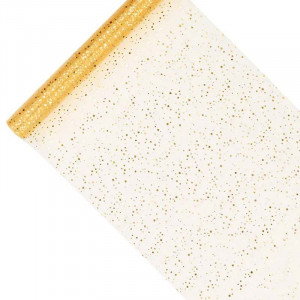 Organza Glittrig Guld, 0,36 x 9 m - PartyDeco