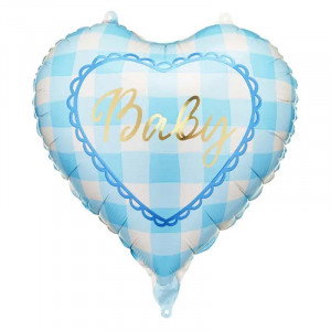 Hjärtformad folieballong Baby, blå - PartyDeco