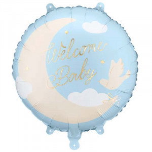 Folieballong Welcome Baby, blå - PartyDeco