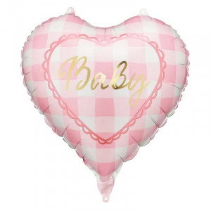 Hjärtformad folieballong Baby, rosa - PartyDeco