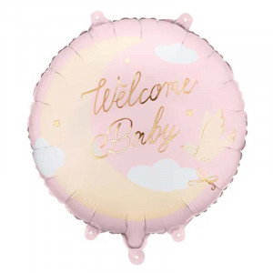 Folieballong Welcome Baby, rosa - PartyDeco