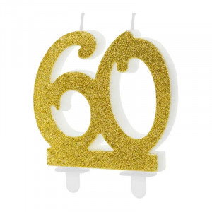 Sifferljus 60, guldglitter - PartyDeco
