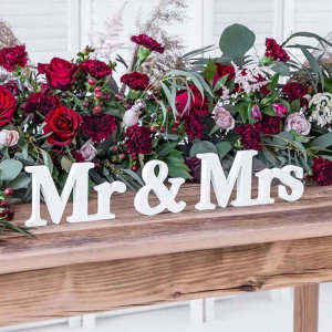 Dekoration Mr & Mrs, vit - PartyDeco