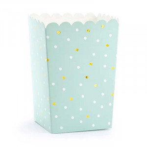 Popcornbägare mintgrön med prickar - PartyDeco