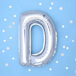 Bokstavsballong D, 35 cm, silver - PartyDeco